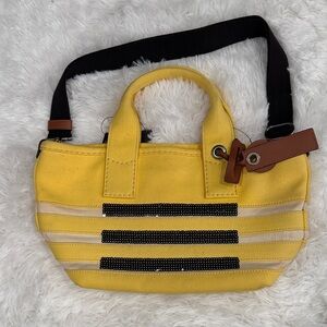 Marc Jacobs Yellow Mini Bag with Black and Cream Stripes